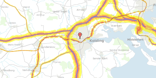 Trafikstøjkort på Ndr. Ringvej 3, 6000 Kolding