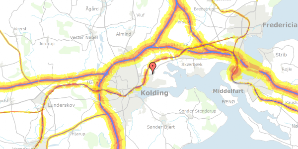 Trafikstøjkort på Nr. Bjertvej 67A, 1. tv, 6000 Kolding