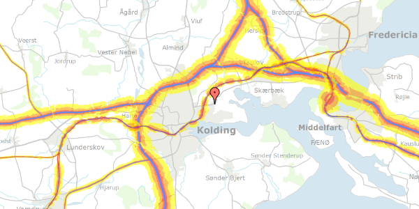 Trafikstøjkort på Nr. Bjertvej 71, 6000 Kolding