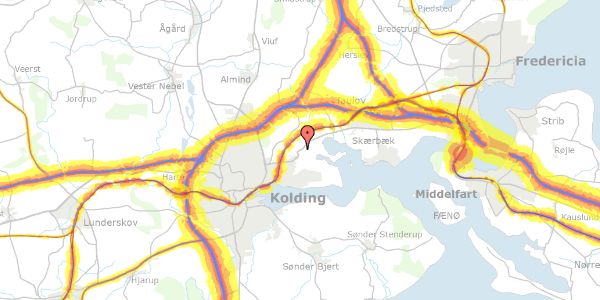 Trafikstøjkort på Nr. Bjertvej 102, 6000 Kolding