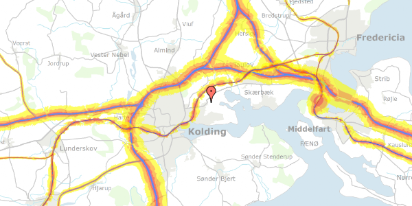 Trafikstøjkort på Nr. Bjertvej 105, 6000 Kolding