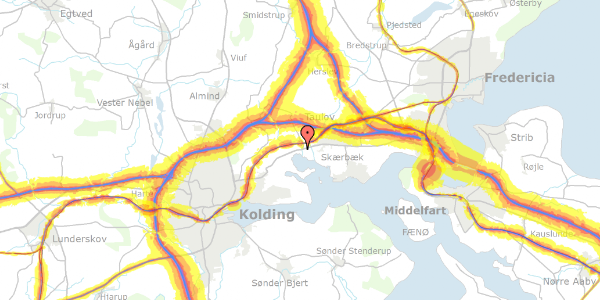 Trafikstøjkort på Nr. Bjertvej 200, 6000 Kolding