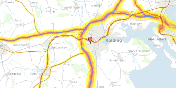 Trafikstøjkort på Nybyvej 9, 6000 Kolding