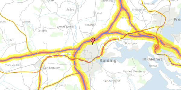 Trafikstøjkort på Nørregyde 6, 6000 Kolding