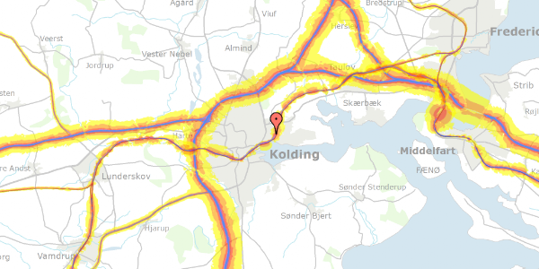 Trafikstøjkort på Odensevej 14, 6000 Kolding