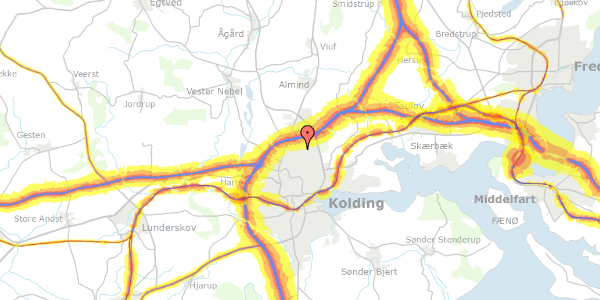 Trafikstøjkort på Oktobervænget 2B, 6000 Kolding