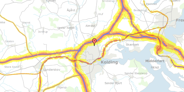 Trafikstøjkort på Oktobervænget 6B, 6000 Kolding