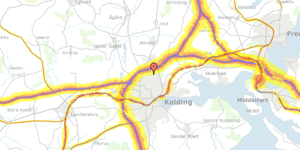 Trafikstøjkort på Oktobervænget 9, 6000 Kolding