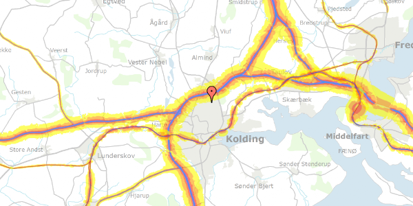 Trafikstøjkort på Oktobervænget 10A, 6000 Kolding