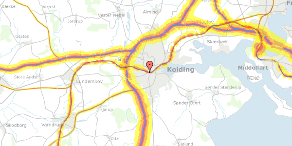 Trafikstøjkort på Olaf Ryes Gade 8, 1. , 6000 Kolding