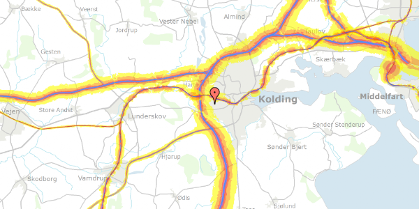 Trafikstøjkort på Overbyvej 17, 6000 Kolding