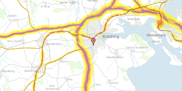 Trafikstøjkort på Peter Beirholms Vej 6, 6000 Kolding