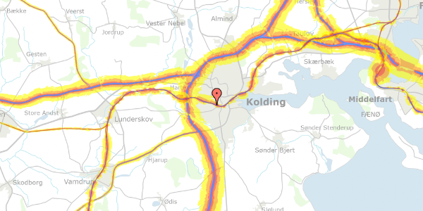 Trafikstøjkort på Poul Møllers Vej 11, 6000 Kolding