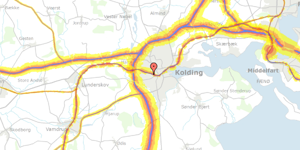 Trafikstøjkort på Poul Møllers Vej 19, 6000 Kolding