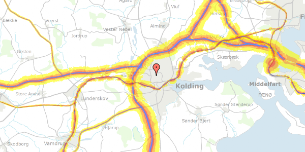 Trafikstøjkort på Ravnevej 1, 6000 Kolding