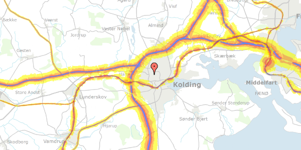 Trafikstøjkort på Ravnevej 5, 6000 Kolding