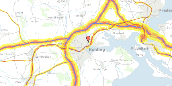 Trafikstøjkort på Ringstedvej 17, 6000 Kolding