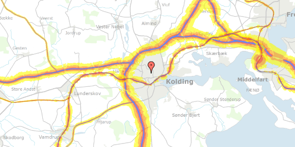 Trafikstøjkort på Rylevej 22, 6000 Kolding