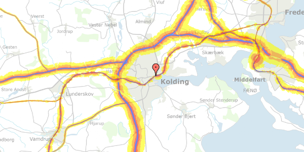 Trafikstøjkort på Rædersvej 18, 6000 Kolding