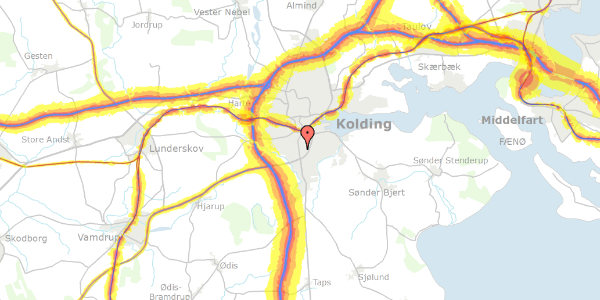 Trafikstøjkort på Røddingvej 4, 6000 Kolding