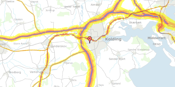 Trafikstøjkort på Seestgårdvej 30, 6000 Kolding