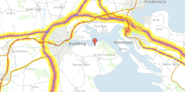 Trafikstøjkort på Skarre Strandvej 13, 6091 Bjert