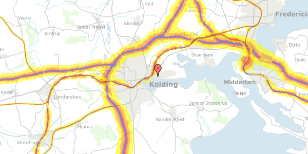 Trafikstøjkort på Skolebakken 10A, 6000 Kolding