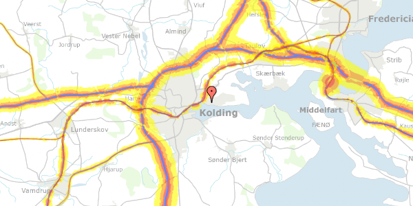 Trafikstøjkort på Skolebakken 11, 6000 Kolding