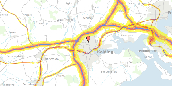 Trafikstøjkort på Skovvangen 30B, . 14, 6000 Kolding