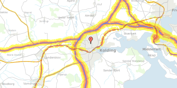 Trafikstøjkort på Skovvejen 2, kl. 3, 6000 Kolding