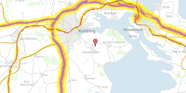 Trafikstøjkort på Solkær 11, 6091 Bjert