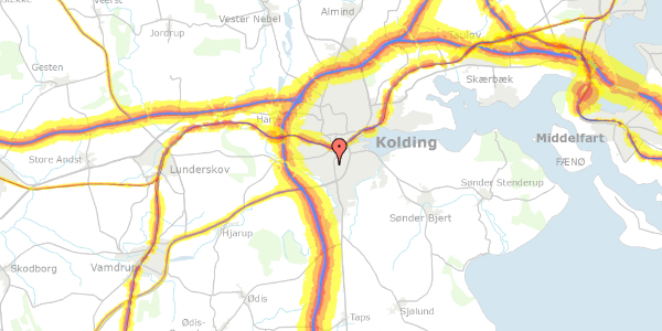 Trafikstøjkort på Solvang 11, 6000 Kolding