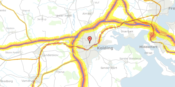 Trafikstøjkort på Storkevej 3, 6000 Kolding