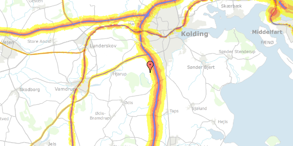 Trafikstøjkort på Svanemosevej 19, 6000 Kolding