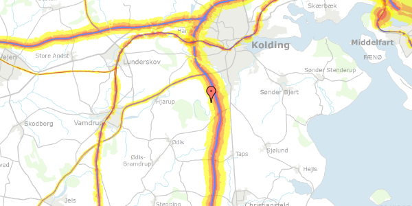 Trafikstøjkort på Svanemosevej 65, 6000 Kolding