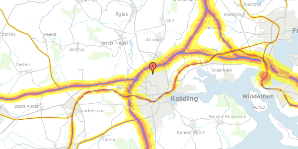 Trafikstøjkort på Sønderholmsvej 14, 6000 Kolding