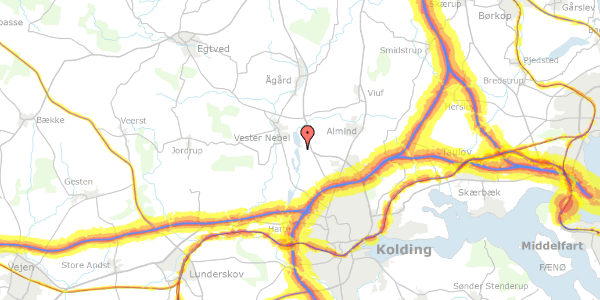 Trafikstøjkort på Søvej 47, 6051 Almind