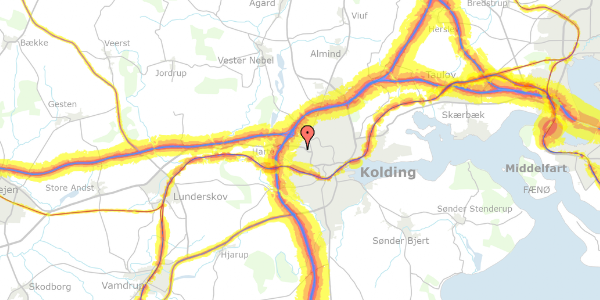 Trafikstøjkort på Taksvej 65, 6000 Kolding