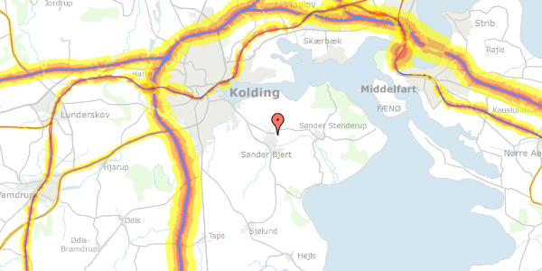 Trafikstøjkort på Toftegårdsvej 2, 6091 Bjert