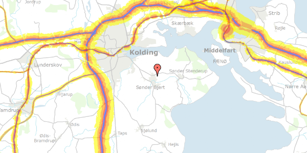 Trafikstøjkort på Toftegårdsvej 9, 6091 Bjert