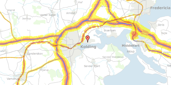 Trafikstøjkort på Trappergårdsvej 16, 6000 Kolding