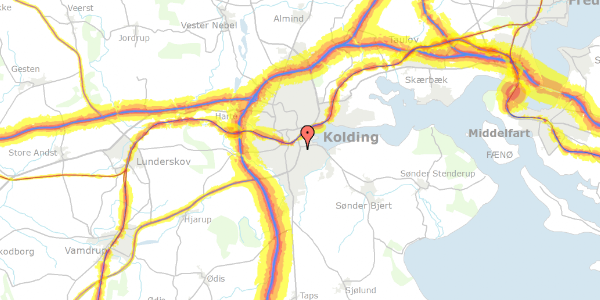 Trafikstøjkort på Tvedvej 2, 6000 Kolding