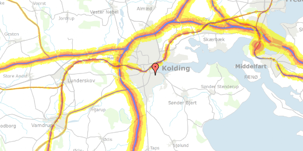 Trafikstøjkort på Tvedvej 18C, 1. mf, 6000 Kolding