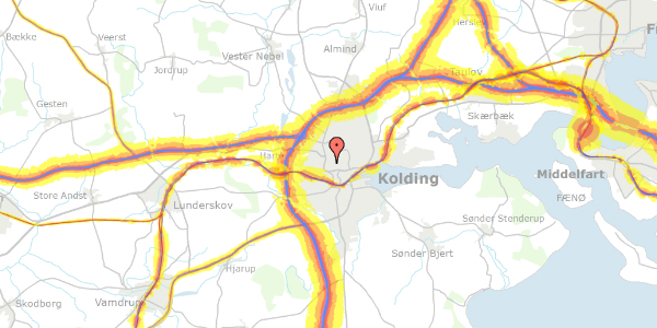 Trafikstøjkort på Udsigten 4, st. th, 6000 Kolding