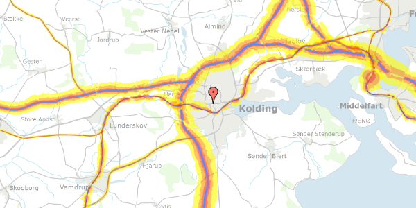 Trafikstøjkort på Utzonsgade 18, 1. , 6000 Kolding