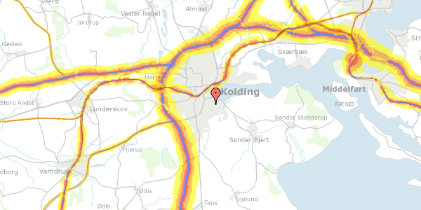 Trafikstøjkort på Valmuevej 42, 6000 Kolding