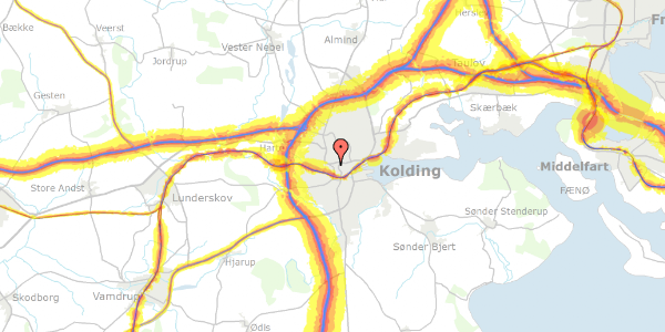 Trafikstøjkort på Vejlevej 3, 1. th, 6000 Kolding