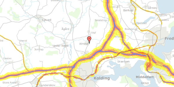 Trafikstøjkort på Vesterager 17, 6051 Almind