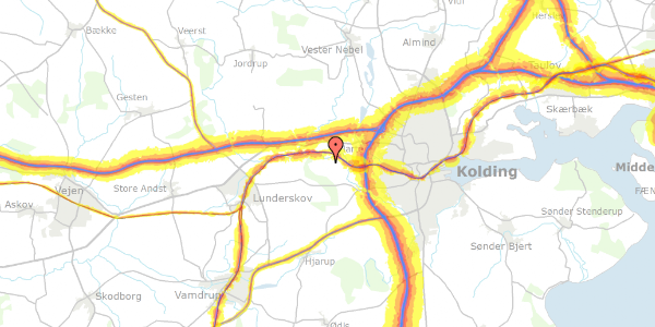 Trafikstøjkort på Vranderupvej 124, 6000 Kolding