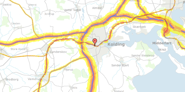 Trafikstøjkort på Wesselsvej 1, 6000 Kolding